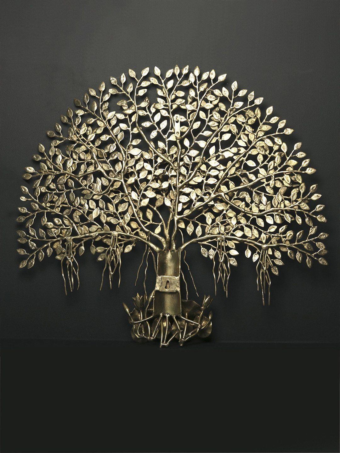 Exotic India Gold Toned Brass Tree of Life with Perched Birds Hanging Wall Decor-image-25