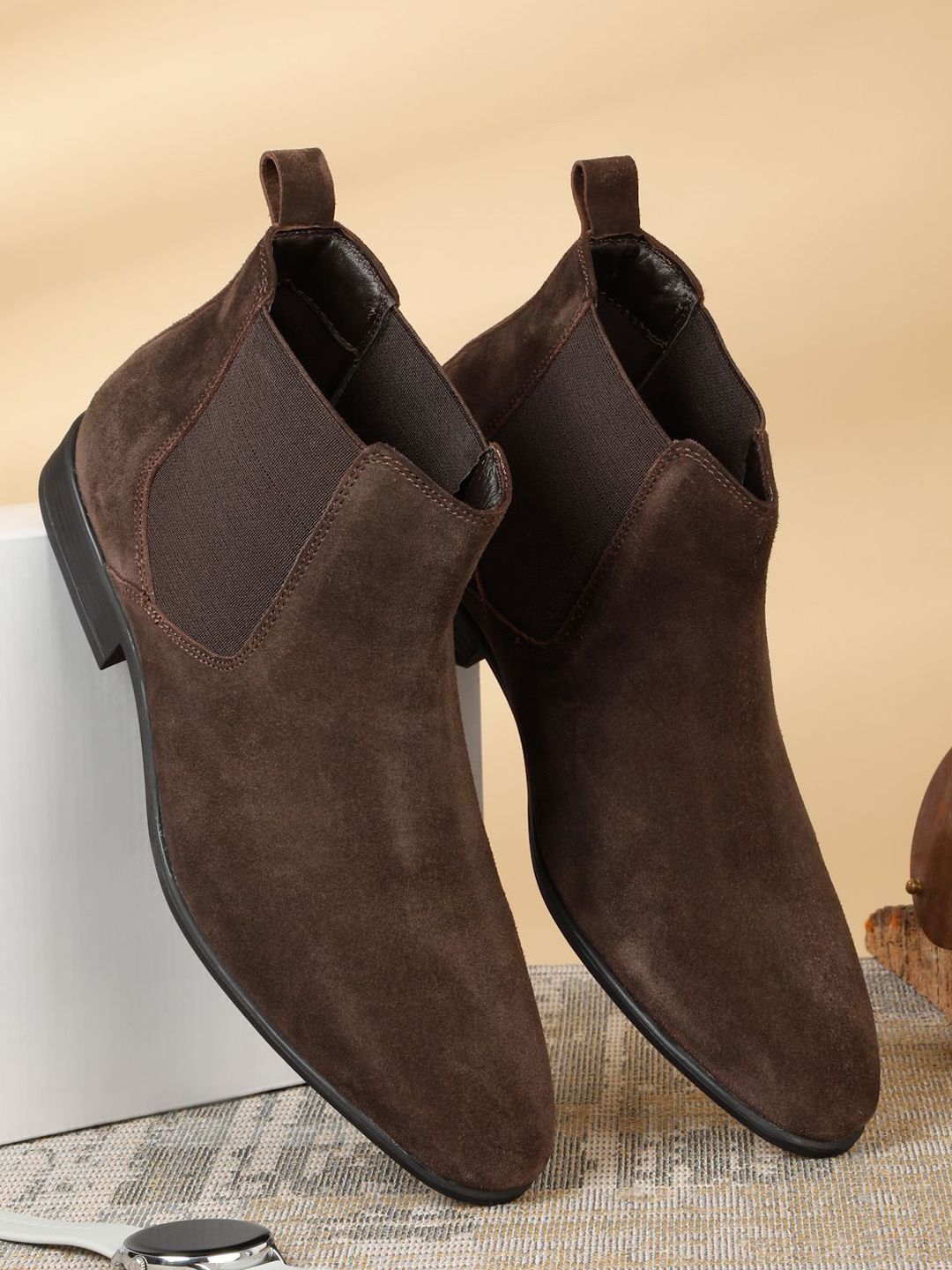 Teakwood Leathers Men Suede Chelsea Boots