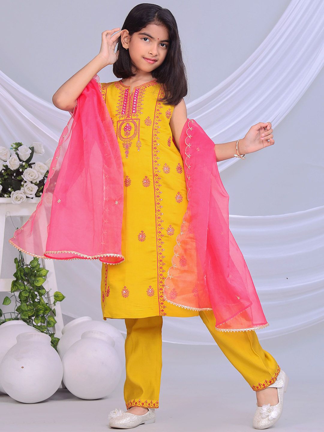 BAESD Girls Embroidered Regular Sequinned Kurti with Palazzos-picture-27