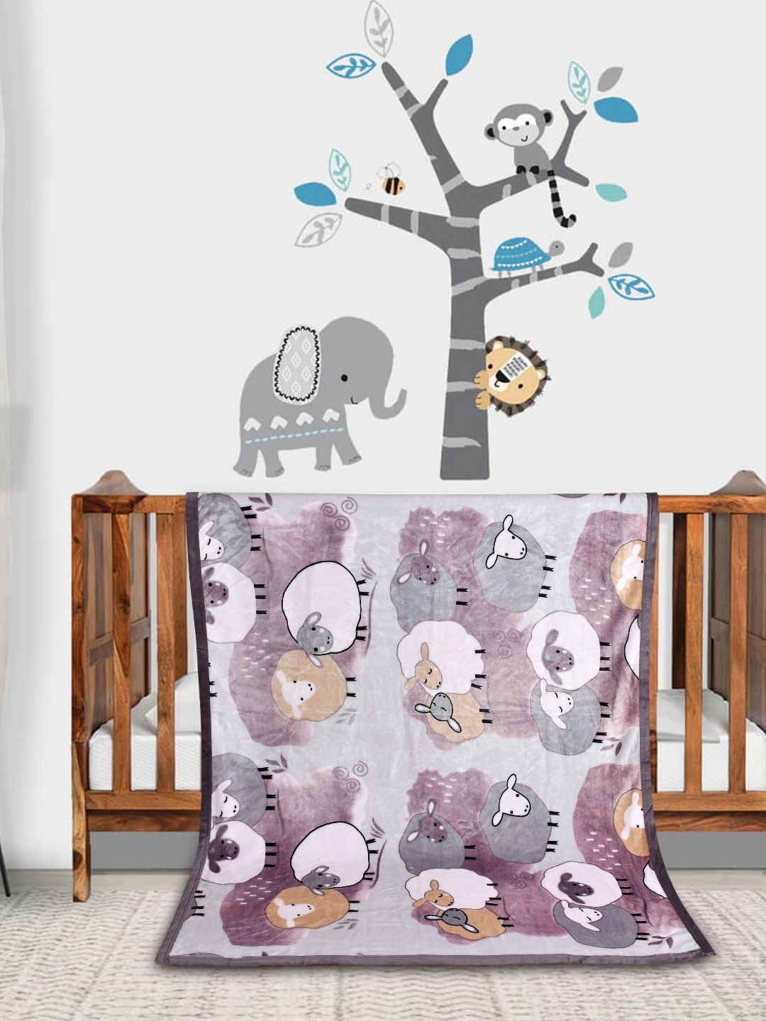 Florida Grey & White Cartoon Characters Single Bed Blanket-image-41