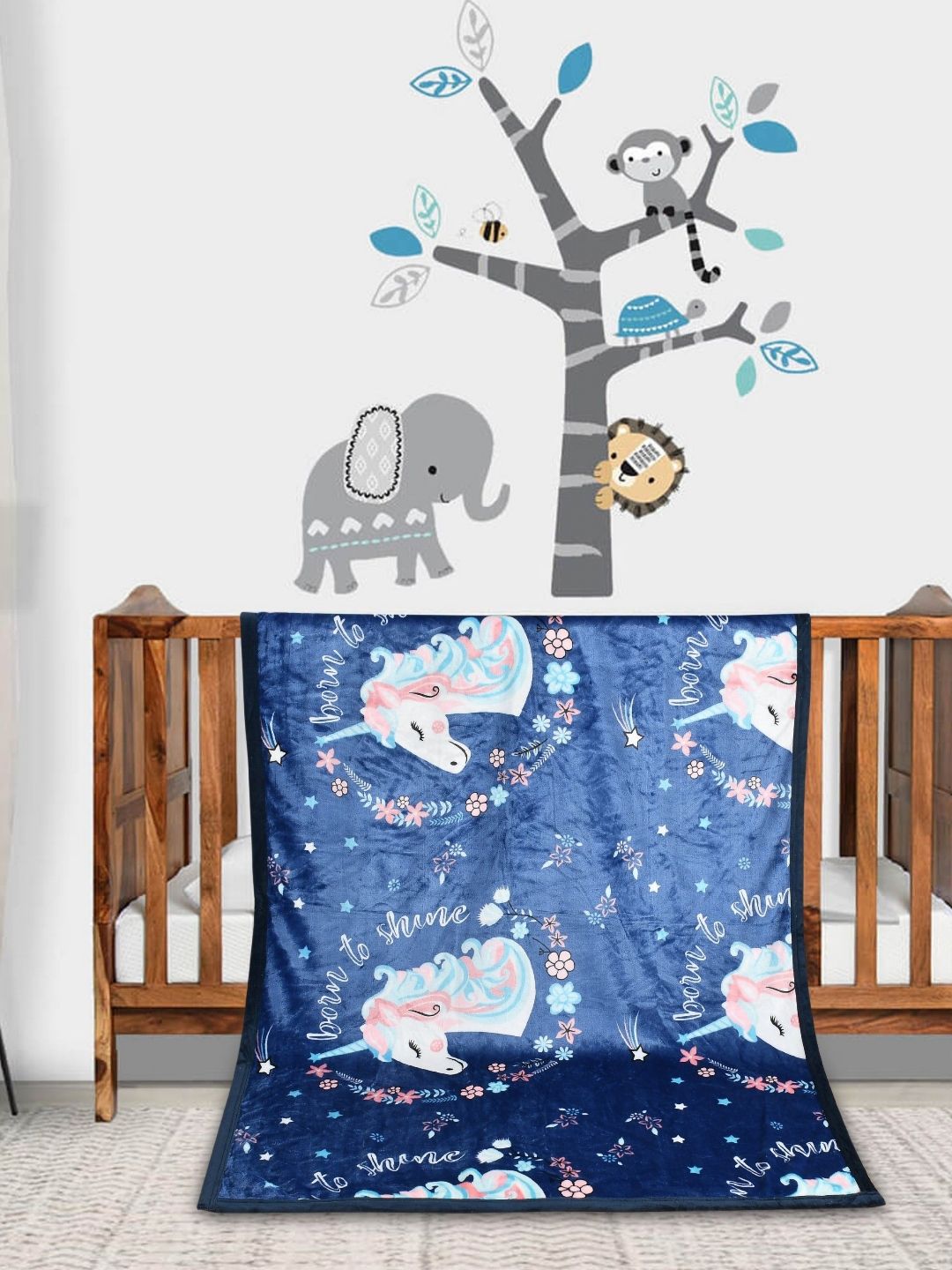Florida Blue & Pink Cartoon Characters Single Bed Blanket-image-38