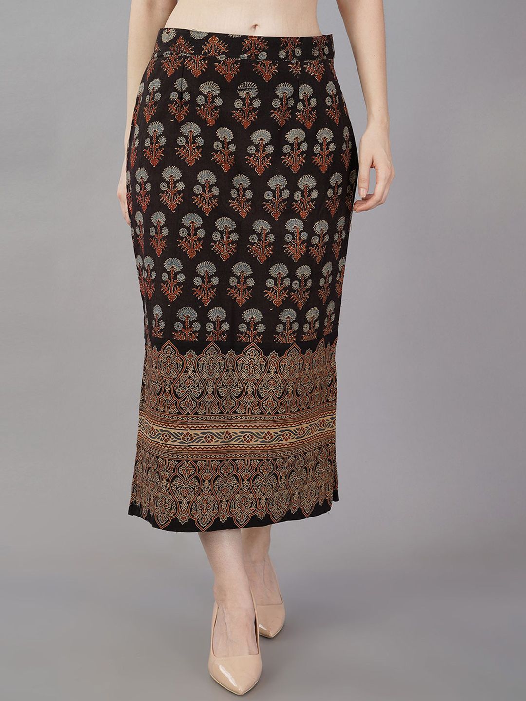 NAVSYAA Printed Cotton Straight Skirts-image-2