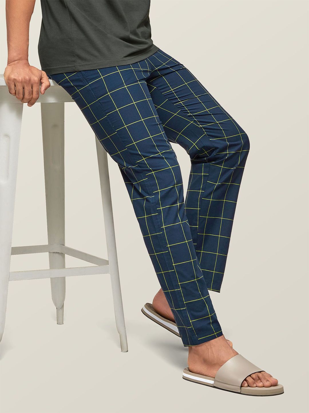 XYXX  Checked Cotton Mid-Rise Lounge Pants-picture-11