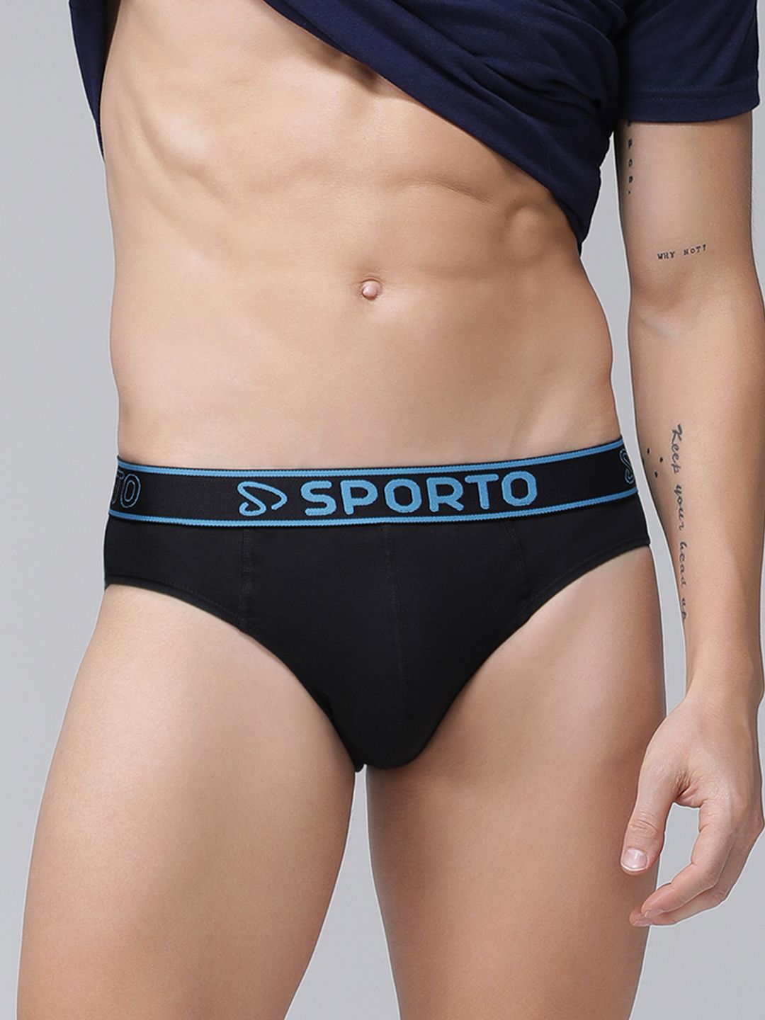 SPORTO Cotton Mid-Rise Basic Briefs SP-BRI-M1010-BLK-XL-1PC-picture-46