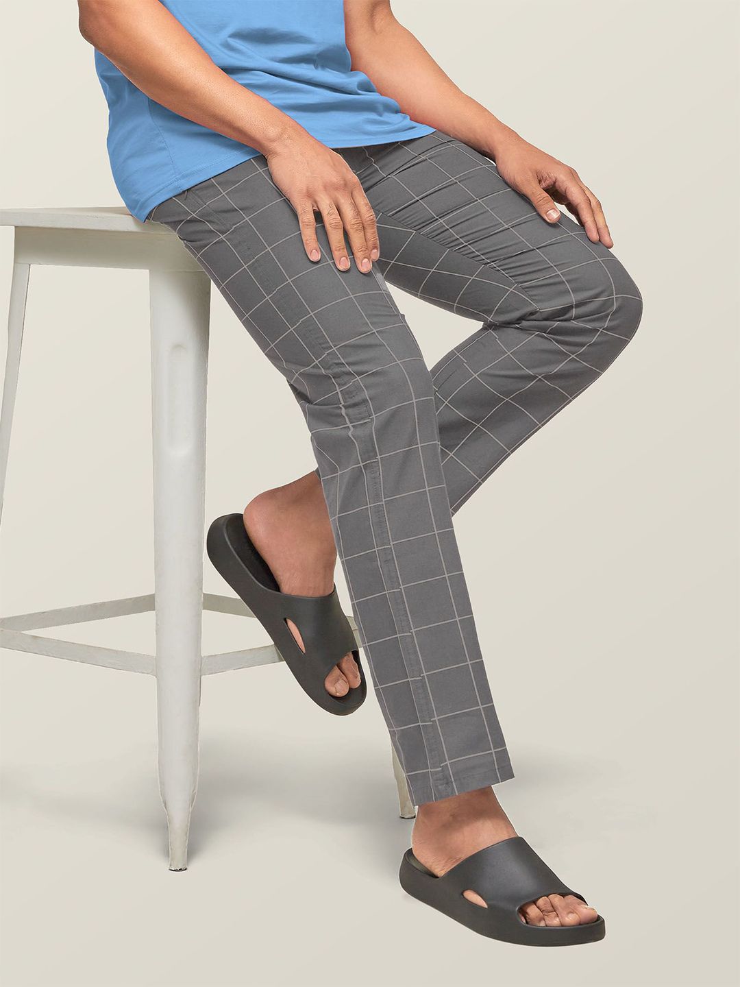 XYXX Checked Mid Rise Lounge Pants-picture-11