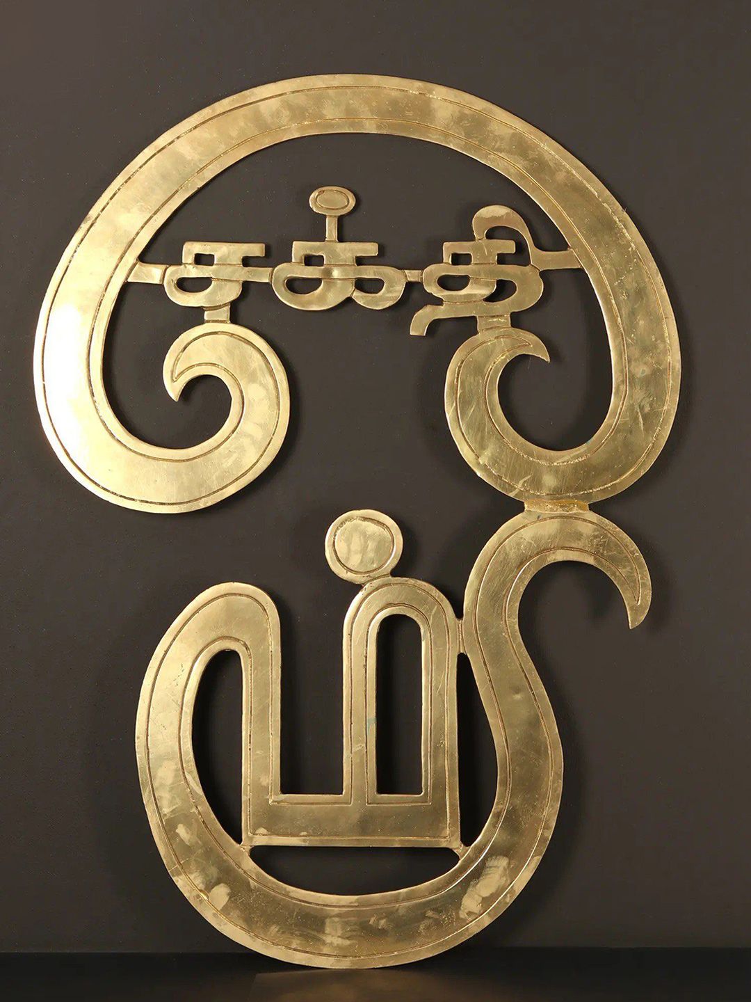 Exotic India Tamil Om Brass Sculpture Wall Decor-image-42
