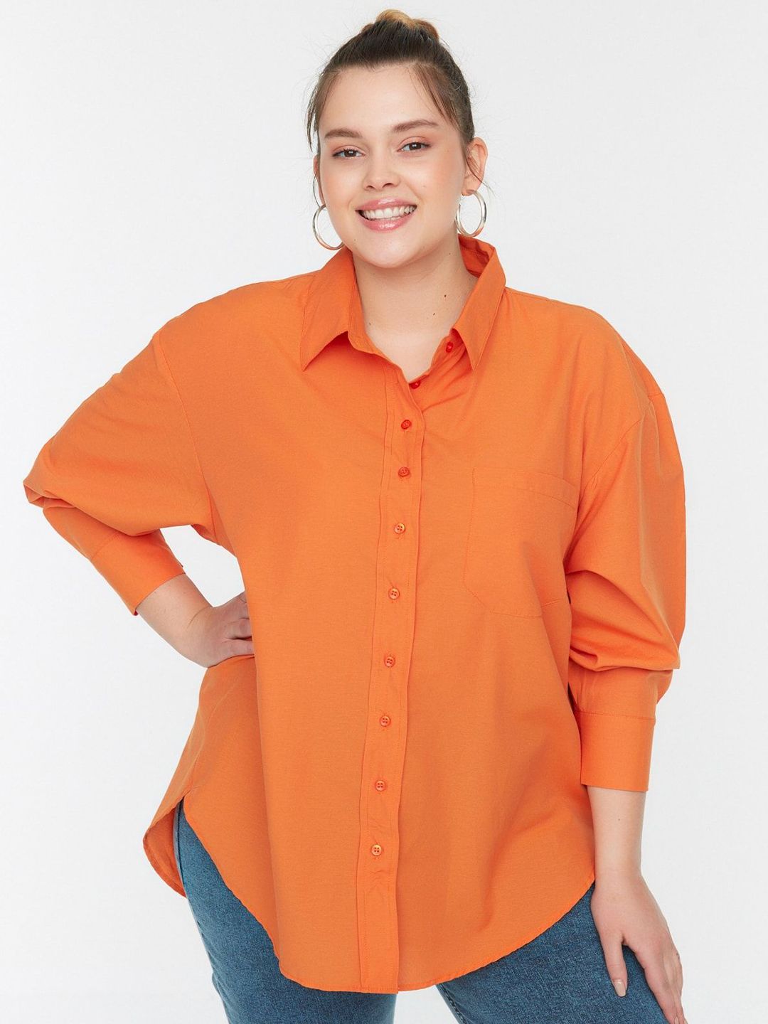 Trendyol Women Spread Collar Solid Casual Shirt-picture-56