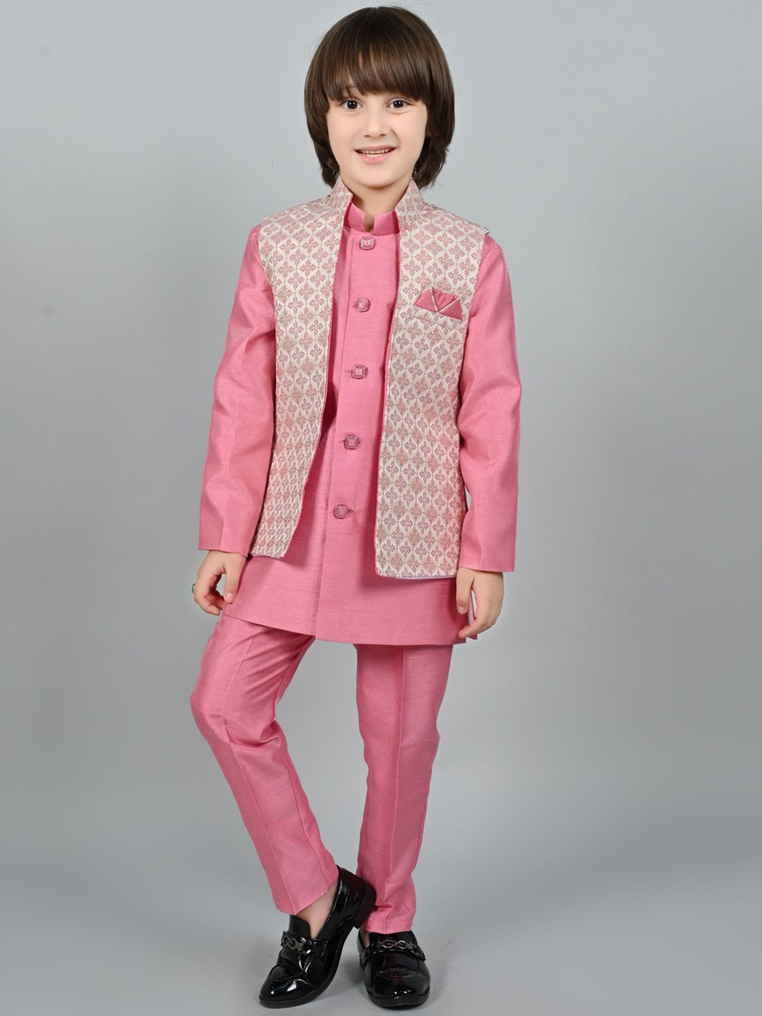 ahhaaaa Boys Embroidered Long Sleeve Sherwani Set-image-29