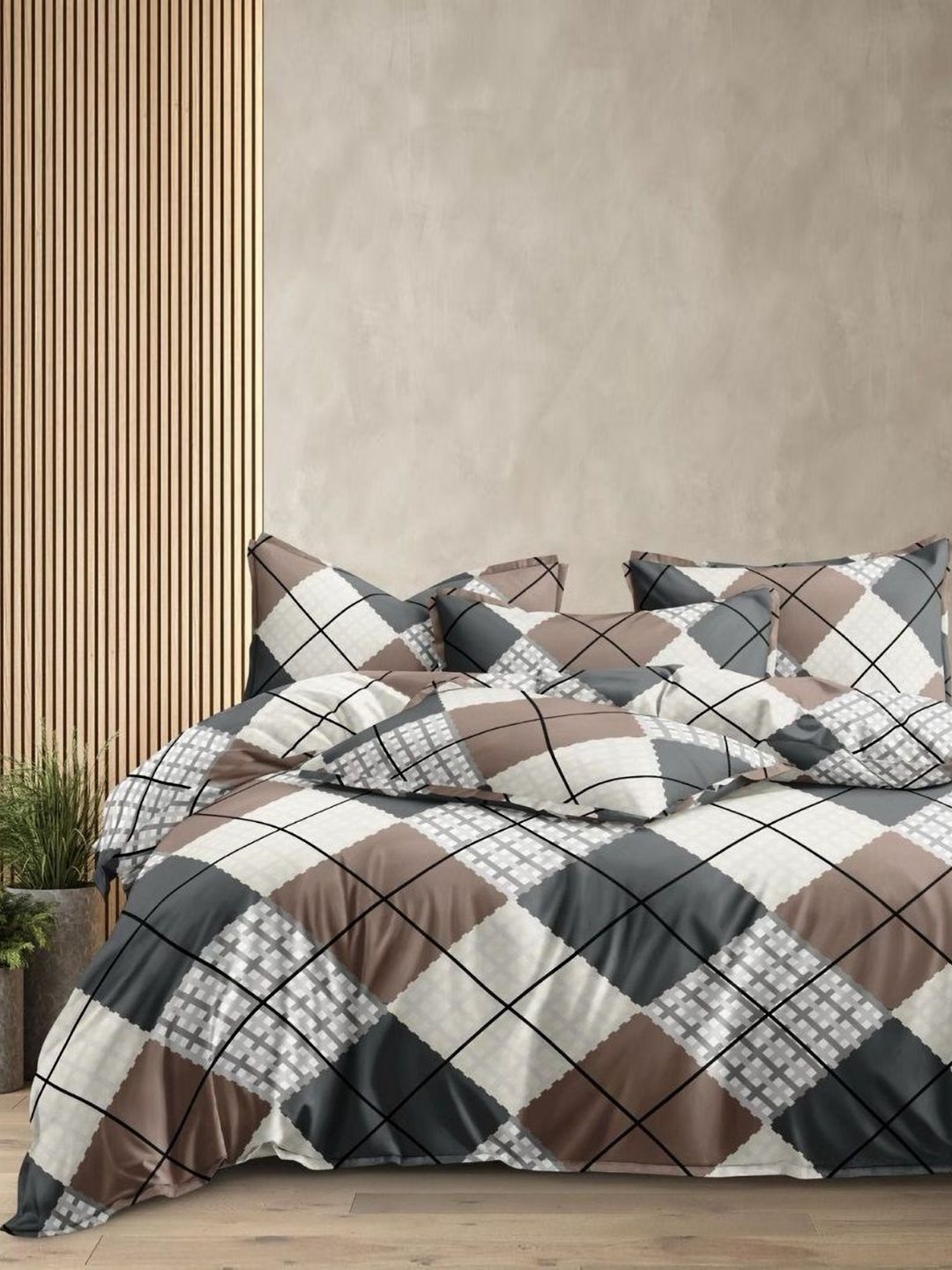 Laying Style White & Blue Geometric Polycotton 4 Piece Double King Regular Bedding Set-picture-16