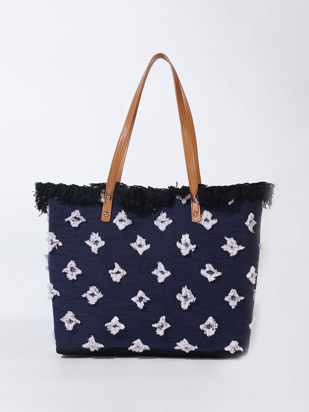 LULU & SKY Printed Oversized Structured Handheld Bag with Fringed-image-20