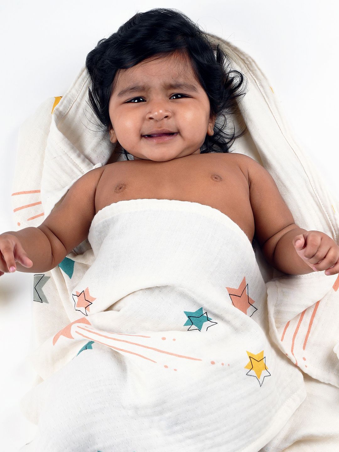 Doctor Towels Cream-Coloured & Pink 1 Printed Bamboo 350 GSM Bath Towel