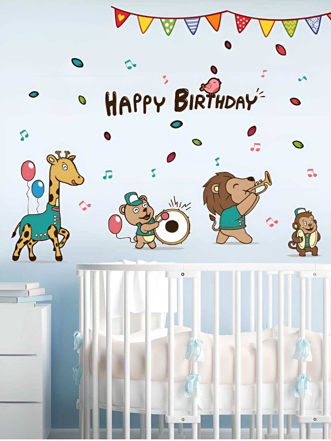 Jaamso Royals Brown & Blue Printed Animal Birthday Concert Self-Adhesive Wall Sticker-picture-24