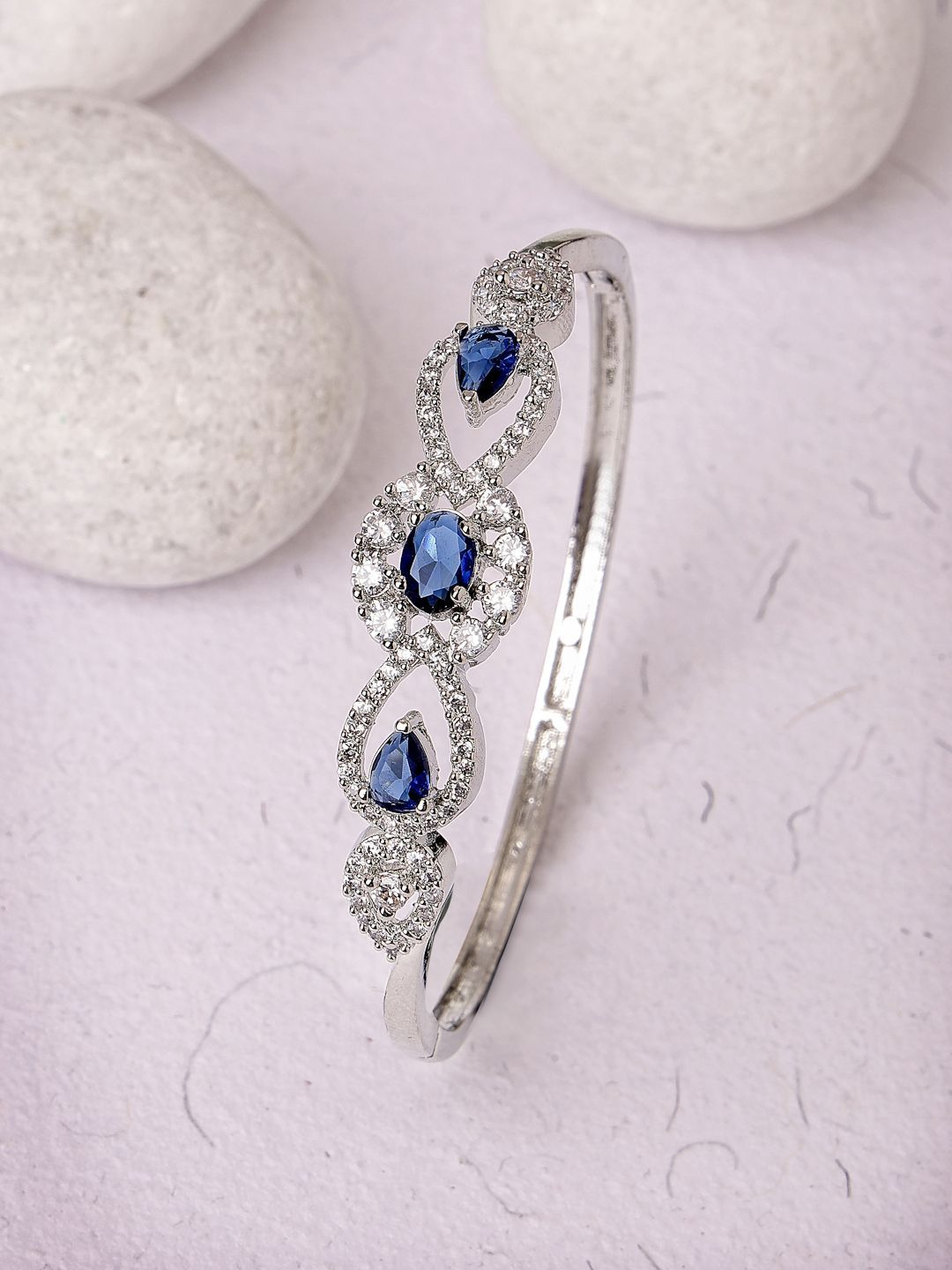 ZENEME Women Brass American Diamond Rhodium-Plated Bangle-Style Bracelet-picture-18