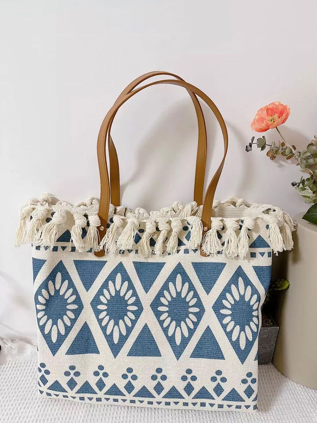 LULU & SKY Geometric Oversized Bucket Handheld Bag with Cut Work-image-23
