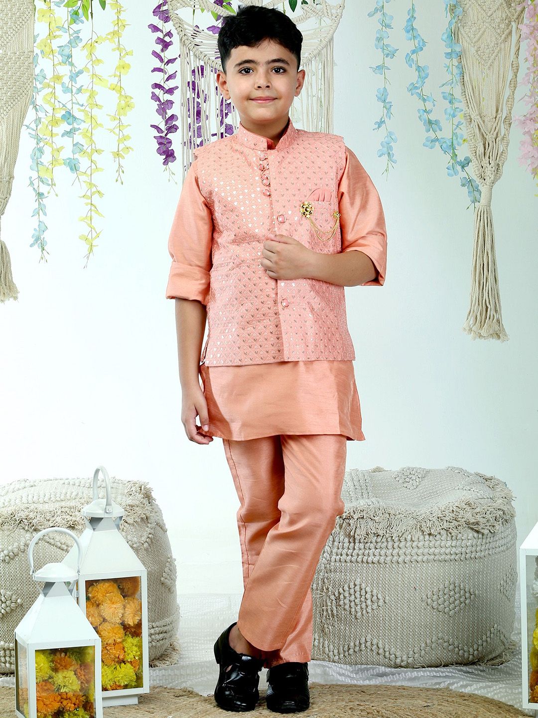 ahhaaaa Boys Embroidered Long Sleeve Sherwani Set-picture-25