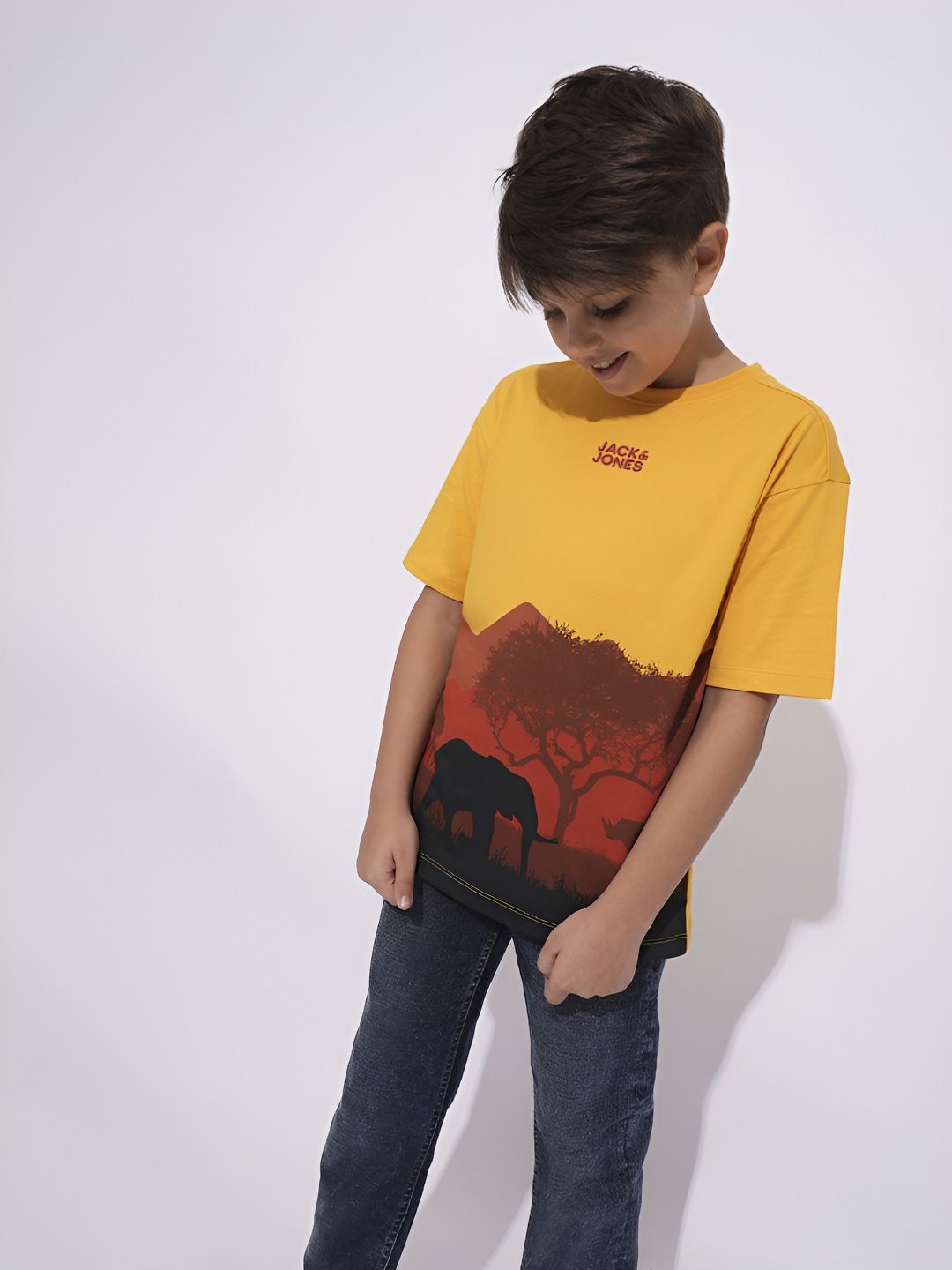 Jack & Jones Junior Boys Graphic Printed Round Neck Pure Cotton T-shirt-picture-39