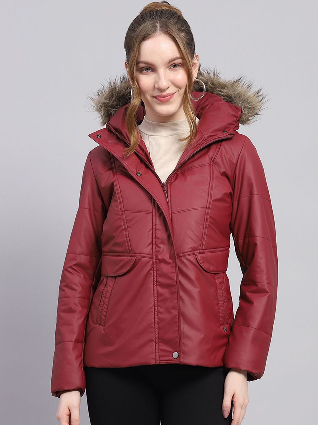 Monte Carlo Women Hooded Solid Casual Parka Jacket-picture-20