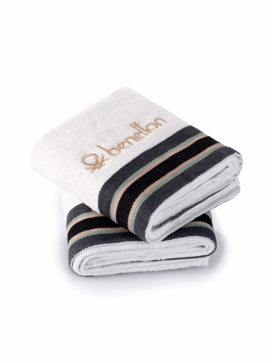 United Colors of Benetton Black & White 2 Pieces Patterned Hand Towels