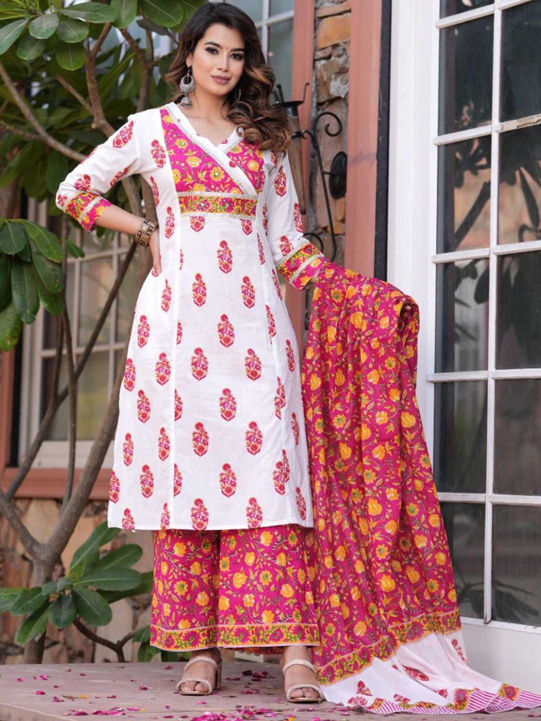 Gotta Patti Work Kurta, Palazzos & Dupatta