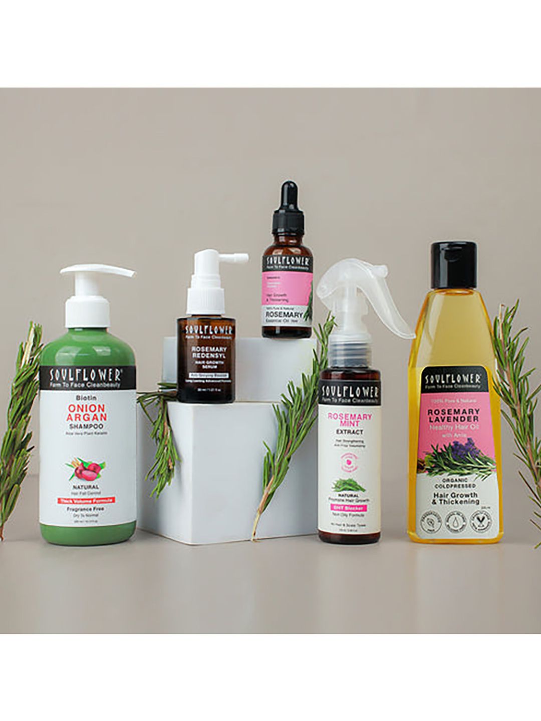 Soulflower Set Of 5 Rosemary Essential Oil, Hair Oil, Serum Rosemary Water & Shampoo-image-43