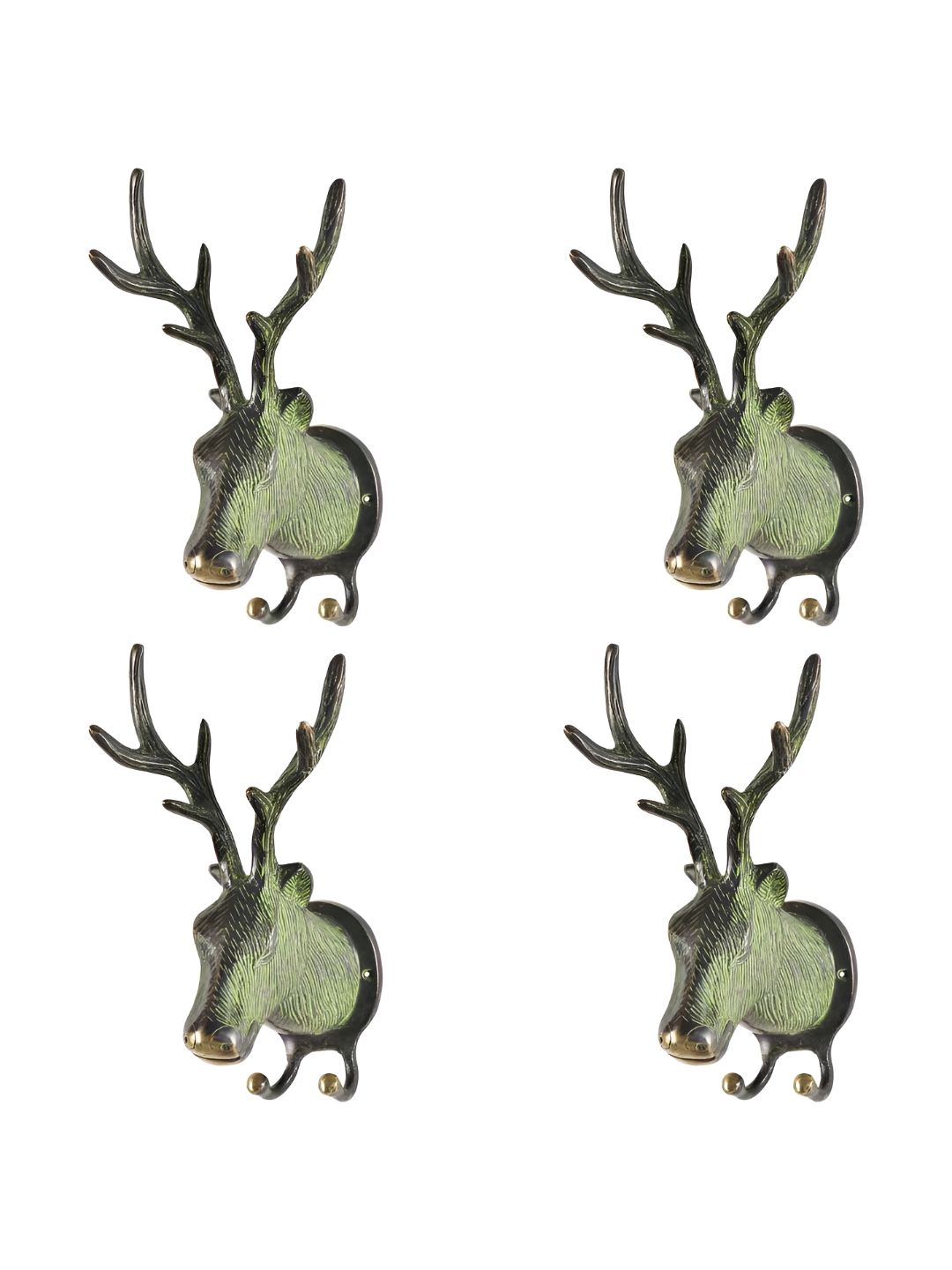 IndianShelf Bronze and Yellow 4 Pieces Brass Deer Wall Hooks-image-40