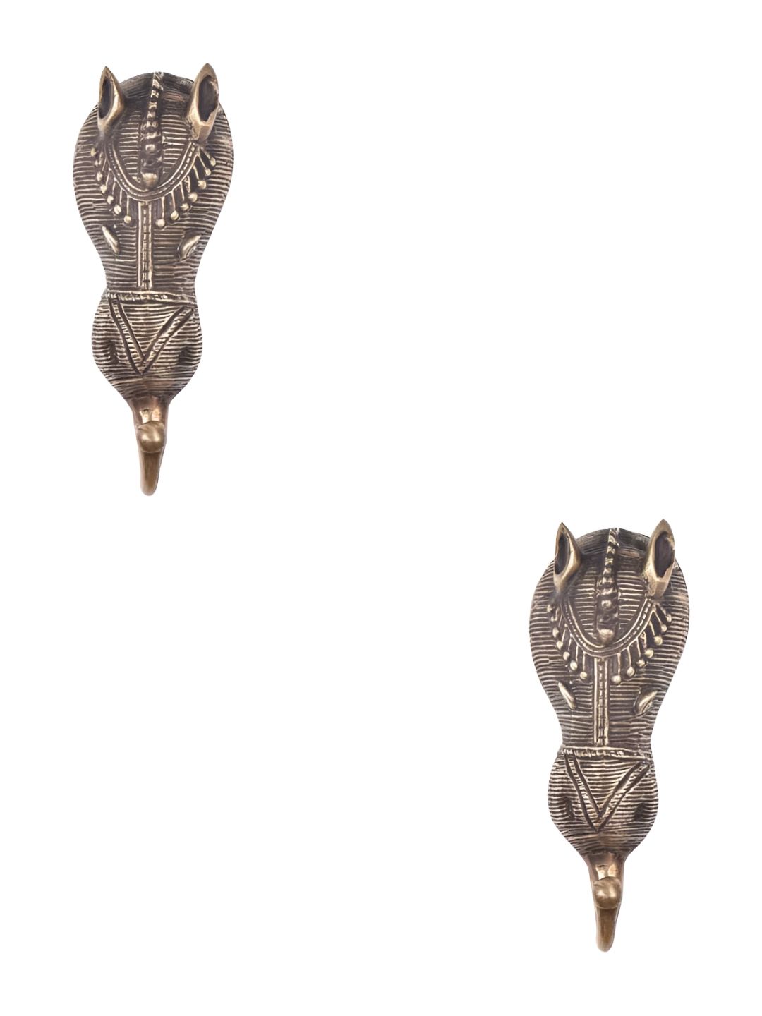 IndianShelf Bronze Toned 2 Pcs Brass Tribal Bull Face Door Hangers for Clothes Wall Hooks-picture-21