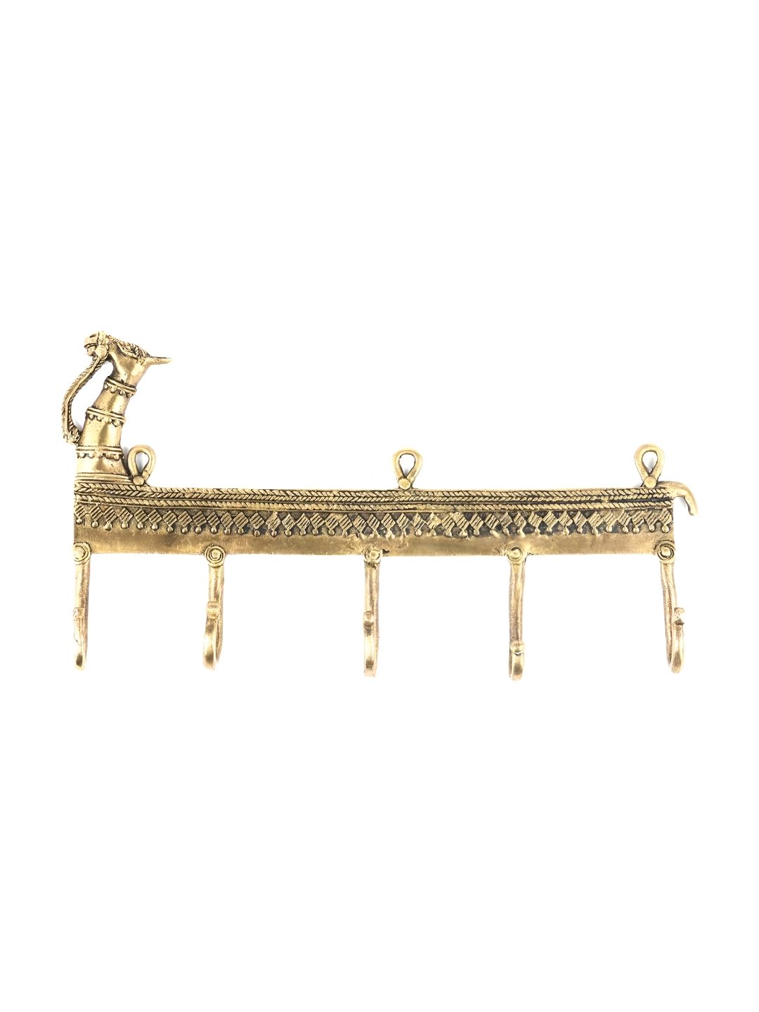 IndianShelf Gold Toned Brass Elongated Camel Wall Hangers Key Holders-picture-47