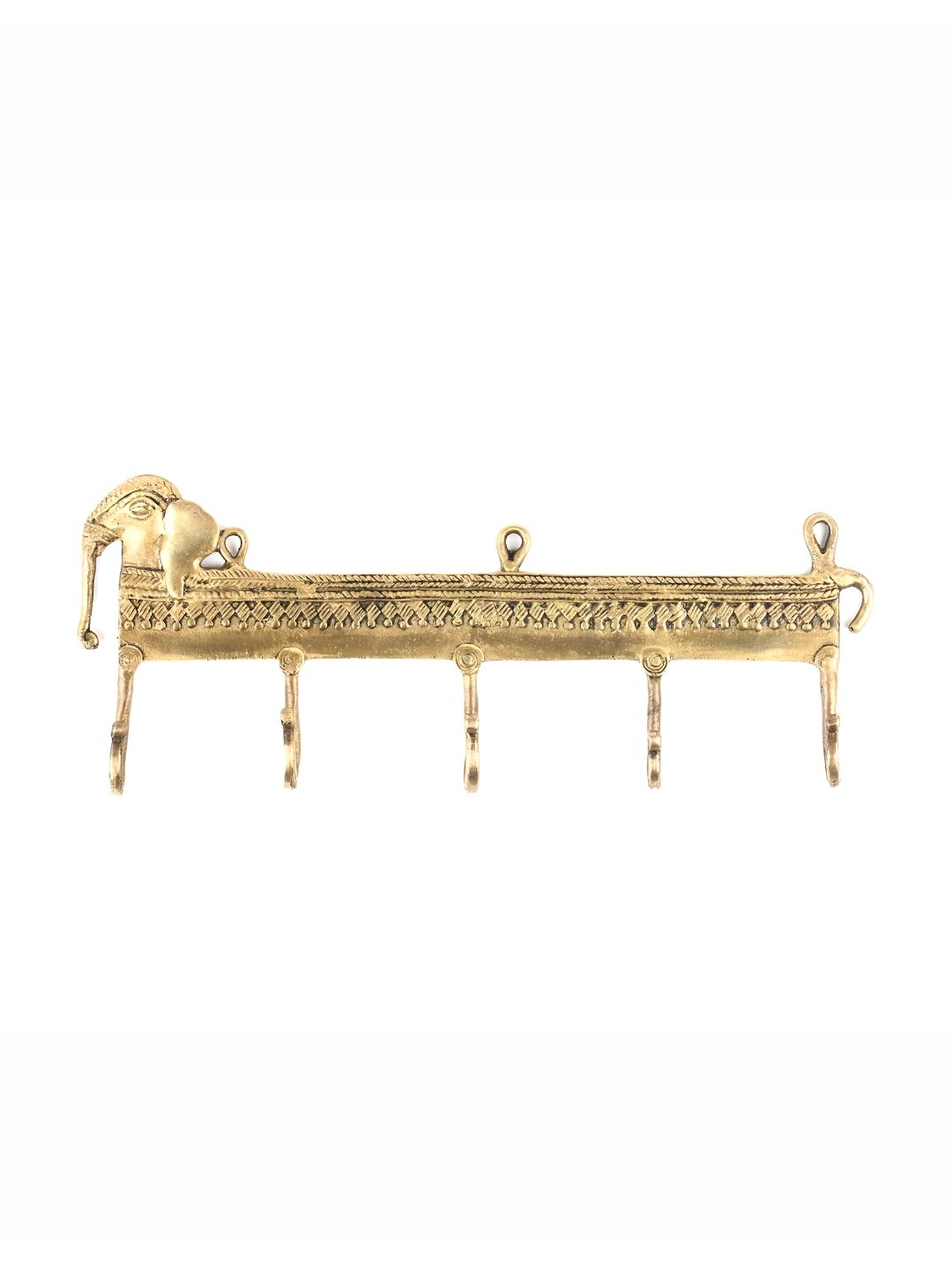 IndianShelf Gold Toned Tribal Elephant Brass Key Wall Hooks-picture-16