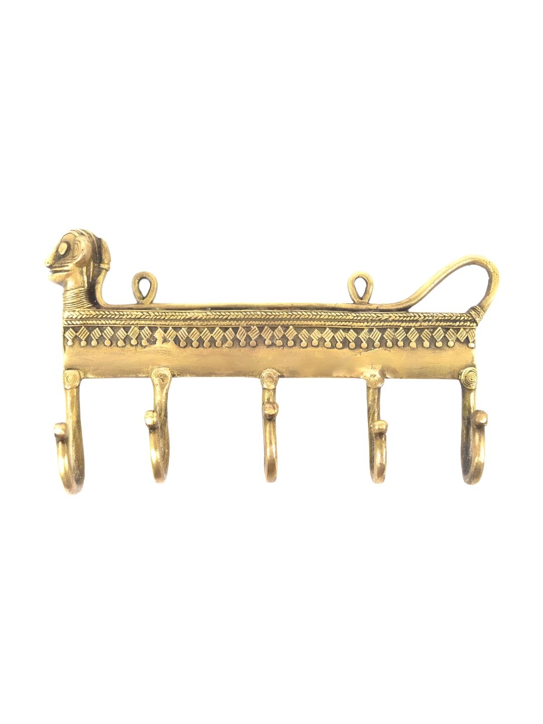 IndianShelf Gold Toned Brass Tribal Wall Hooks Coat Hanger-picture-36