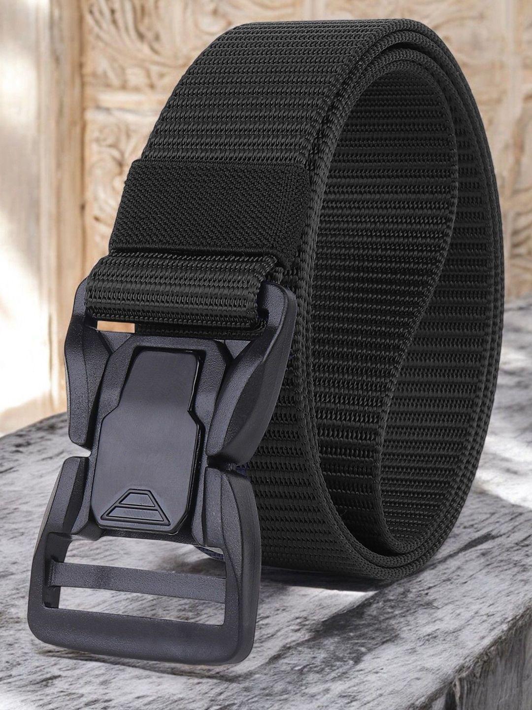 glitchez Men Textured Wide Belt with Slider Buckle-picture-24