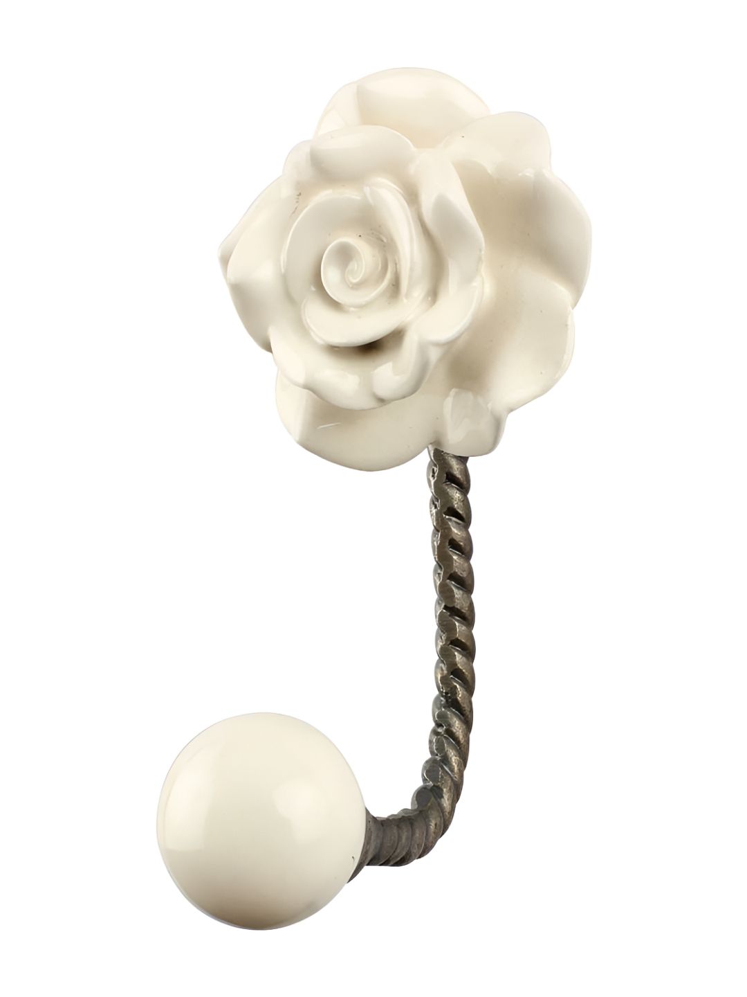 IndianShelf Beige Ceramic Rose Flower Wall Hanger Hook-image-26