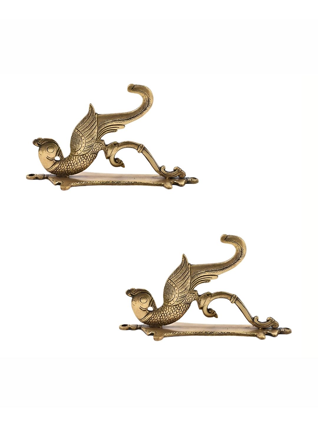 IndianShelf 2 Piece Brass Peacock Wall Hangers Key Hooks-picture-13