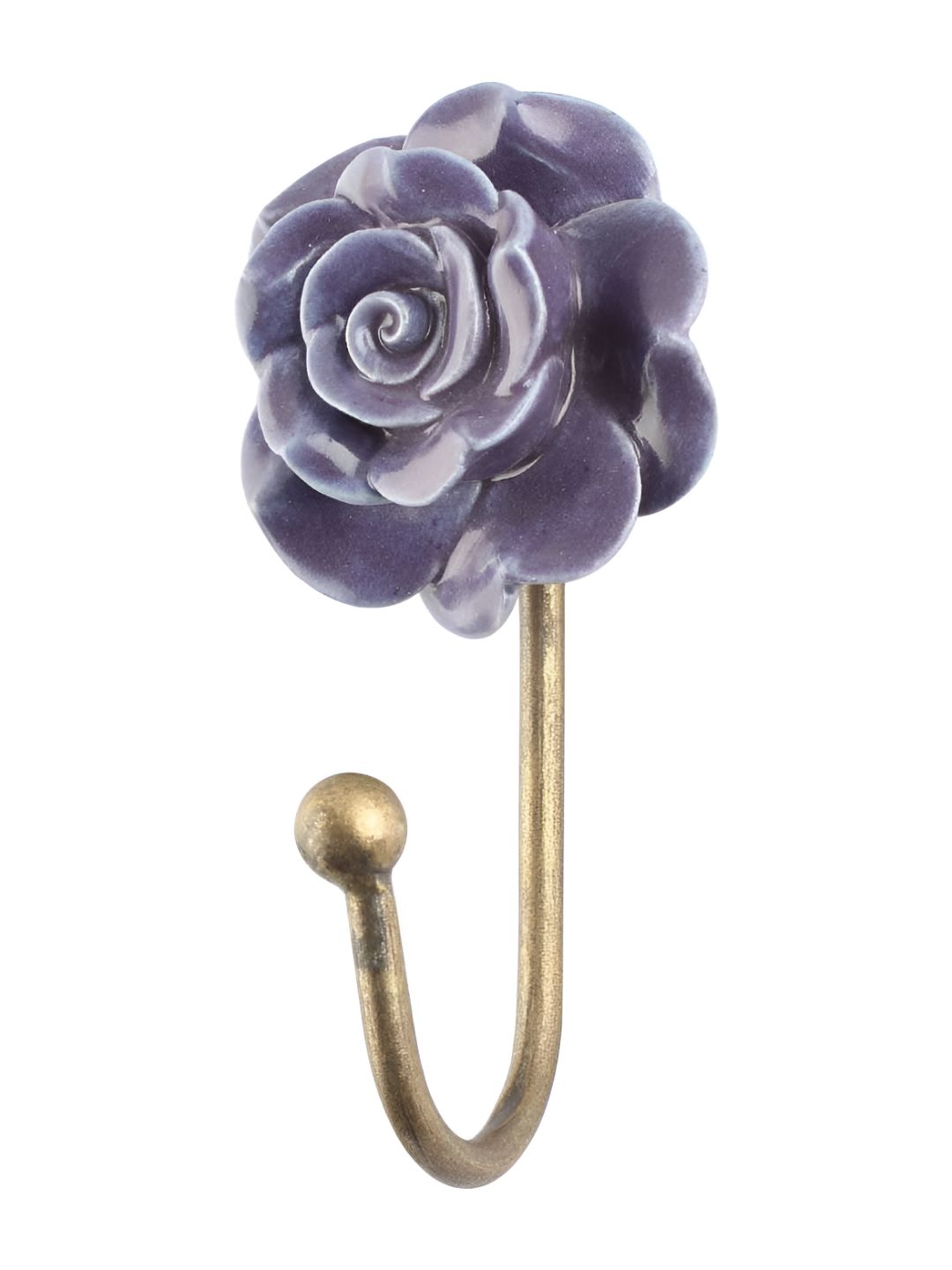 IndianShelf Gold-Toned & Purple Floral Ceramic Wall Hook-image-34
