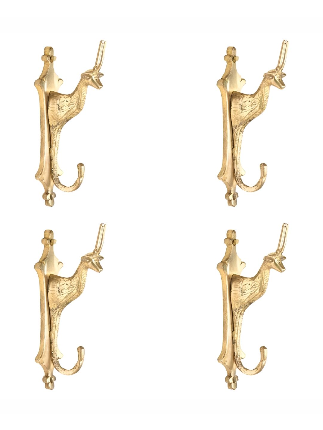 IndianShelf Gold Toned 4 Piece Brass Giraffe Wall Hooks-picture-26