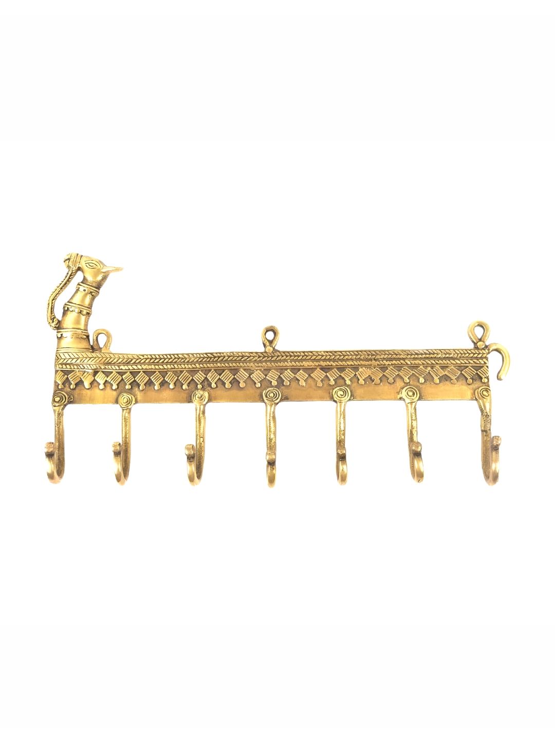 IndianShelf Gold Toned Brass Camel Head Cloth Wall Hooks-picture-39