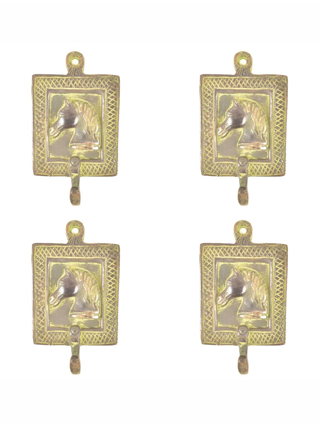 IndianShelf 4 Piece Brass Horse Face Cloth Hangers wall hook-picture-11