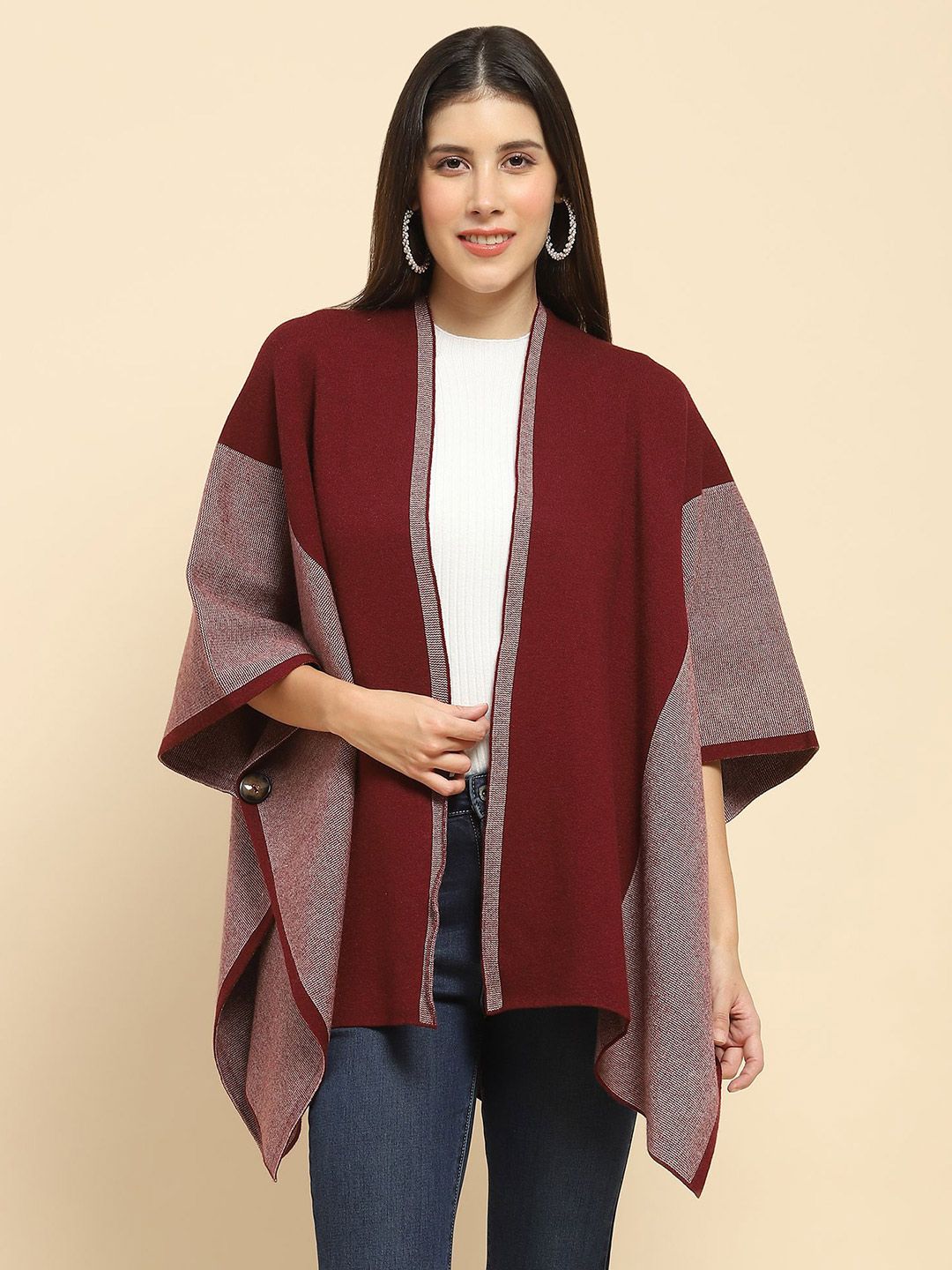 Global Republic Printed Asymmetric Open Front Shrug-picture-37
