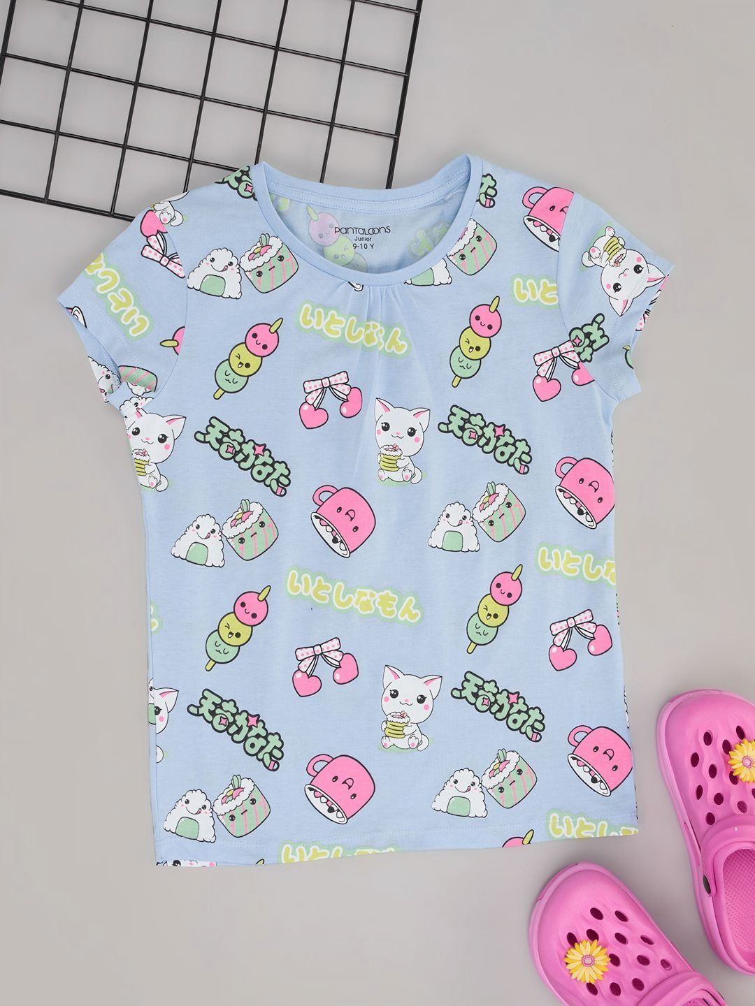 Pantaloons Junior Girls Conversational Printed Round Neck Cotton T-shirt