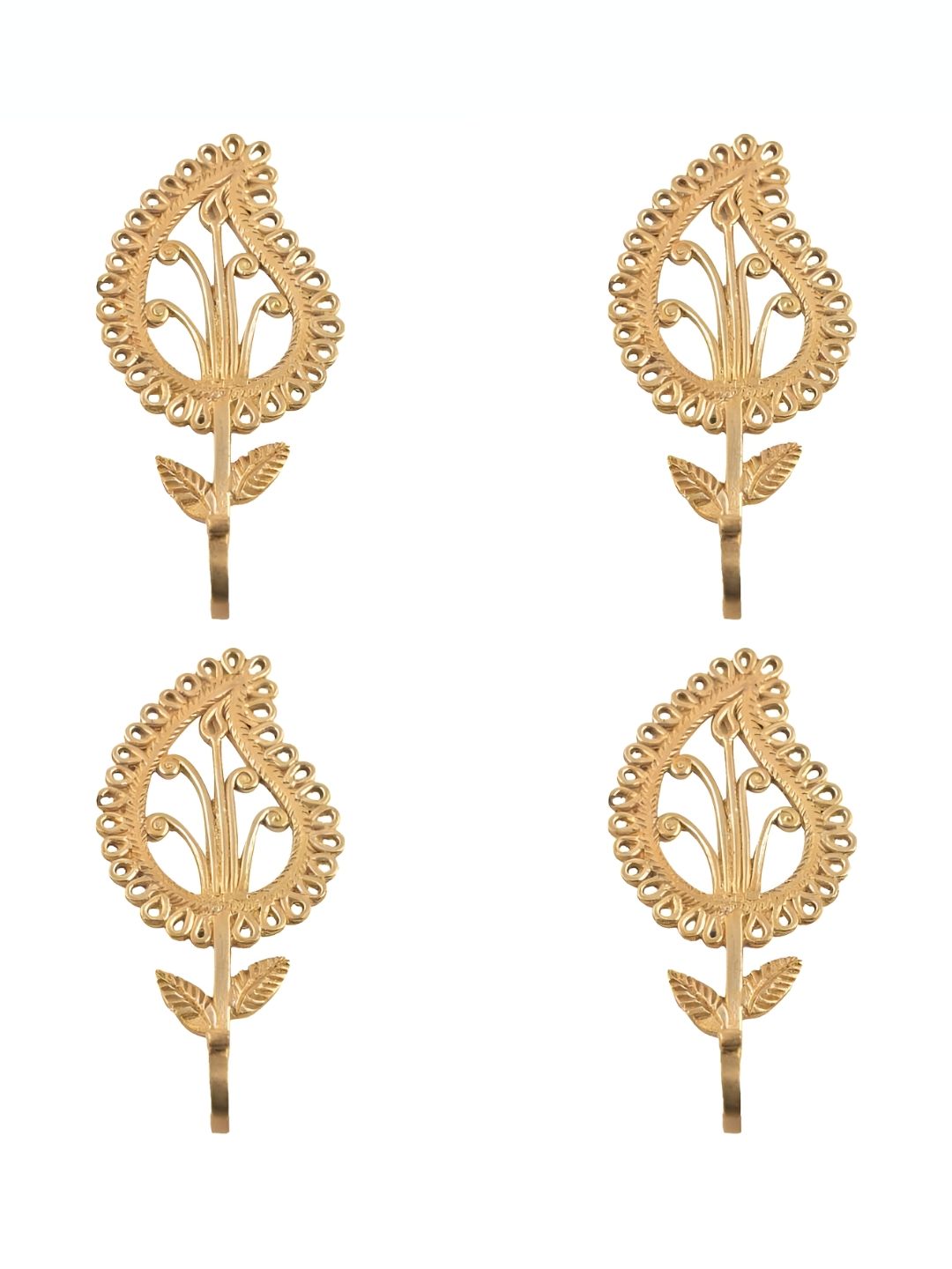IndianShelf Gold-Toned 4 Pieces Parsley Brass Wall Hooks-image-44