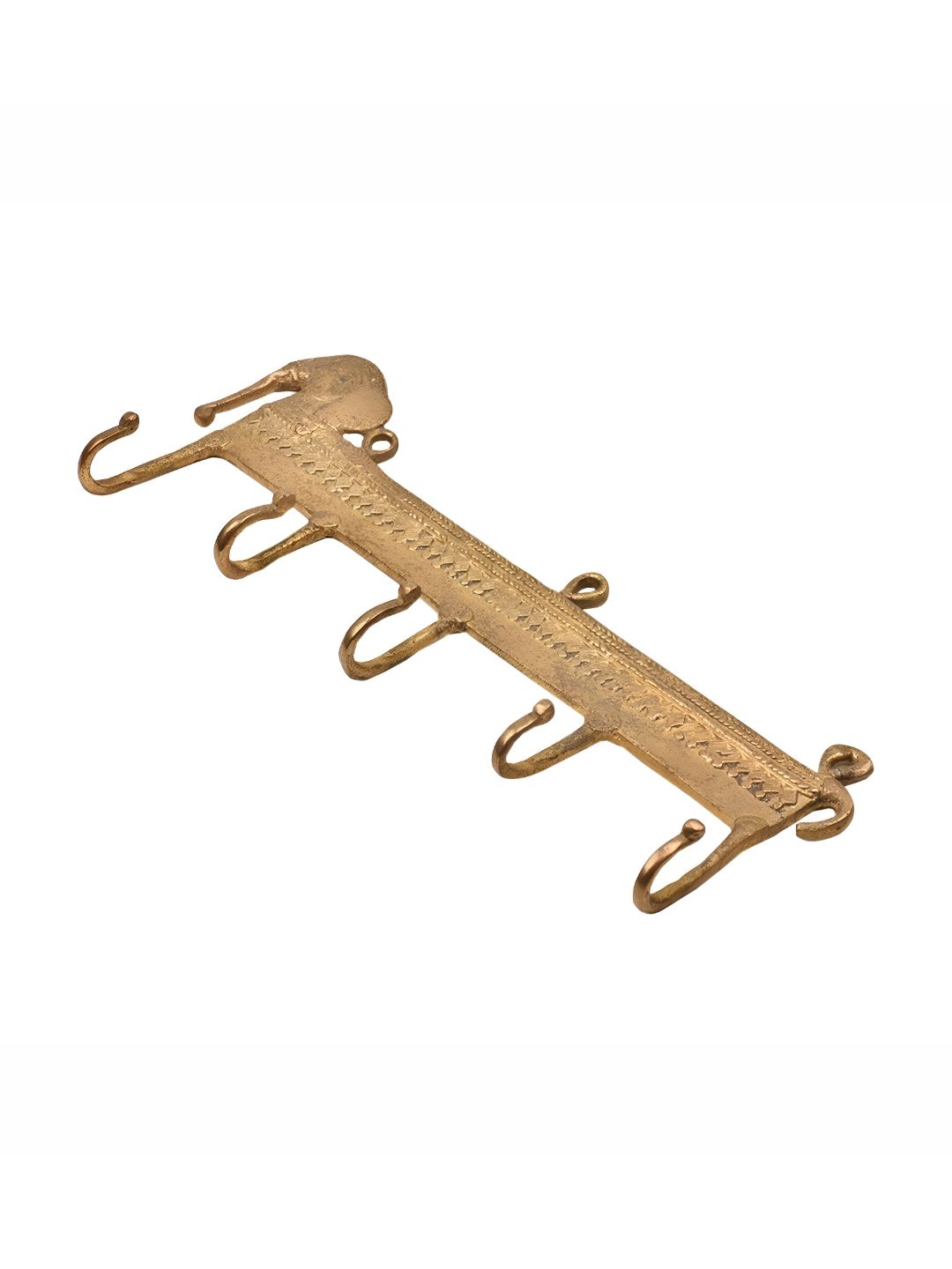 IndianShelf Gold Toned Brass Elephant Wall Hooks Cloth Hanger-picture-45