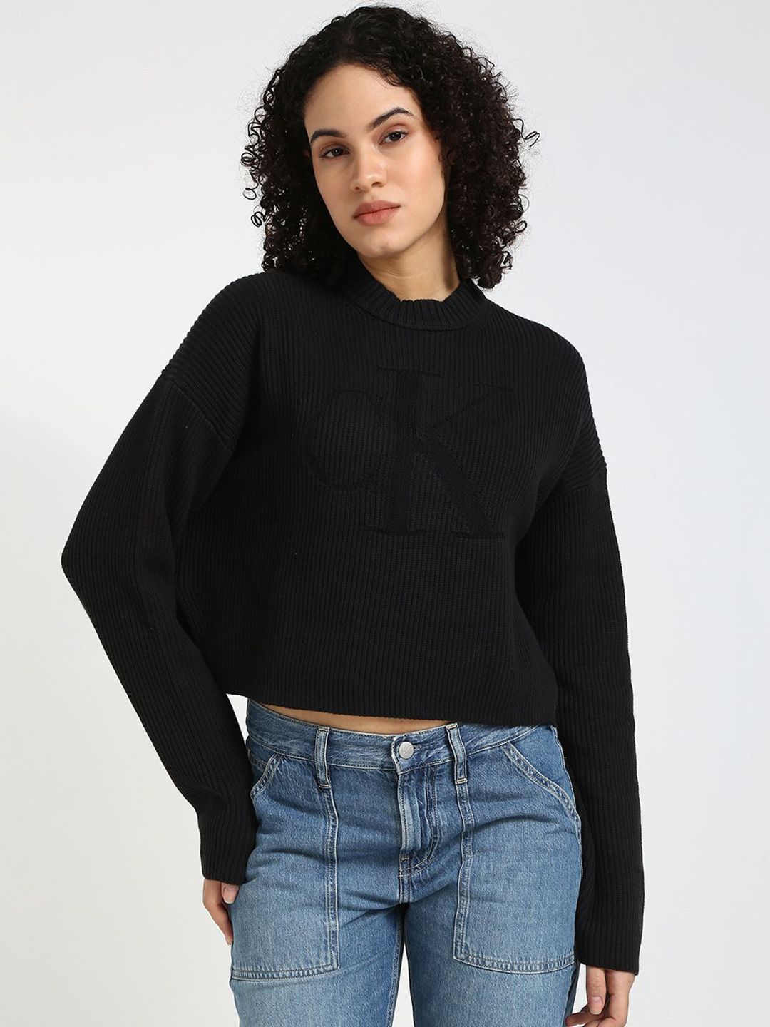 Calvin Klein Jeans Women Organic Cotton Ribbed Crop Pullover Sweater-picture-36