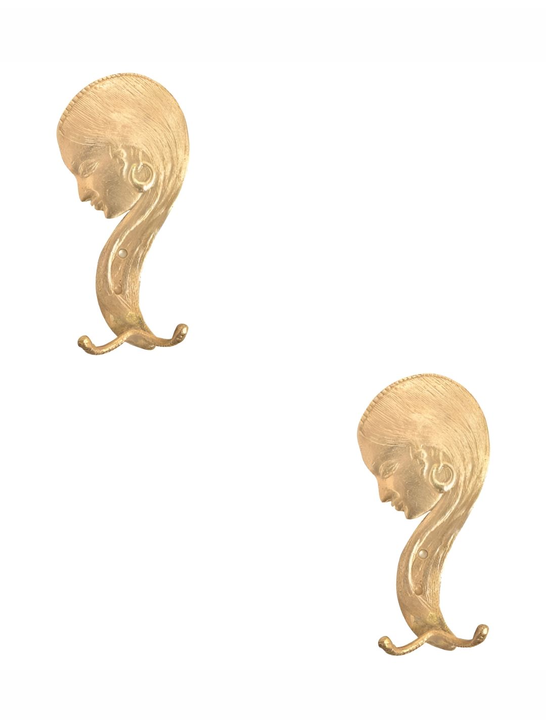 IndianShelf Gold Toned 2 Pieces Textured Brass Wall Hooks-image-38