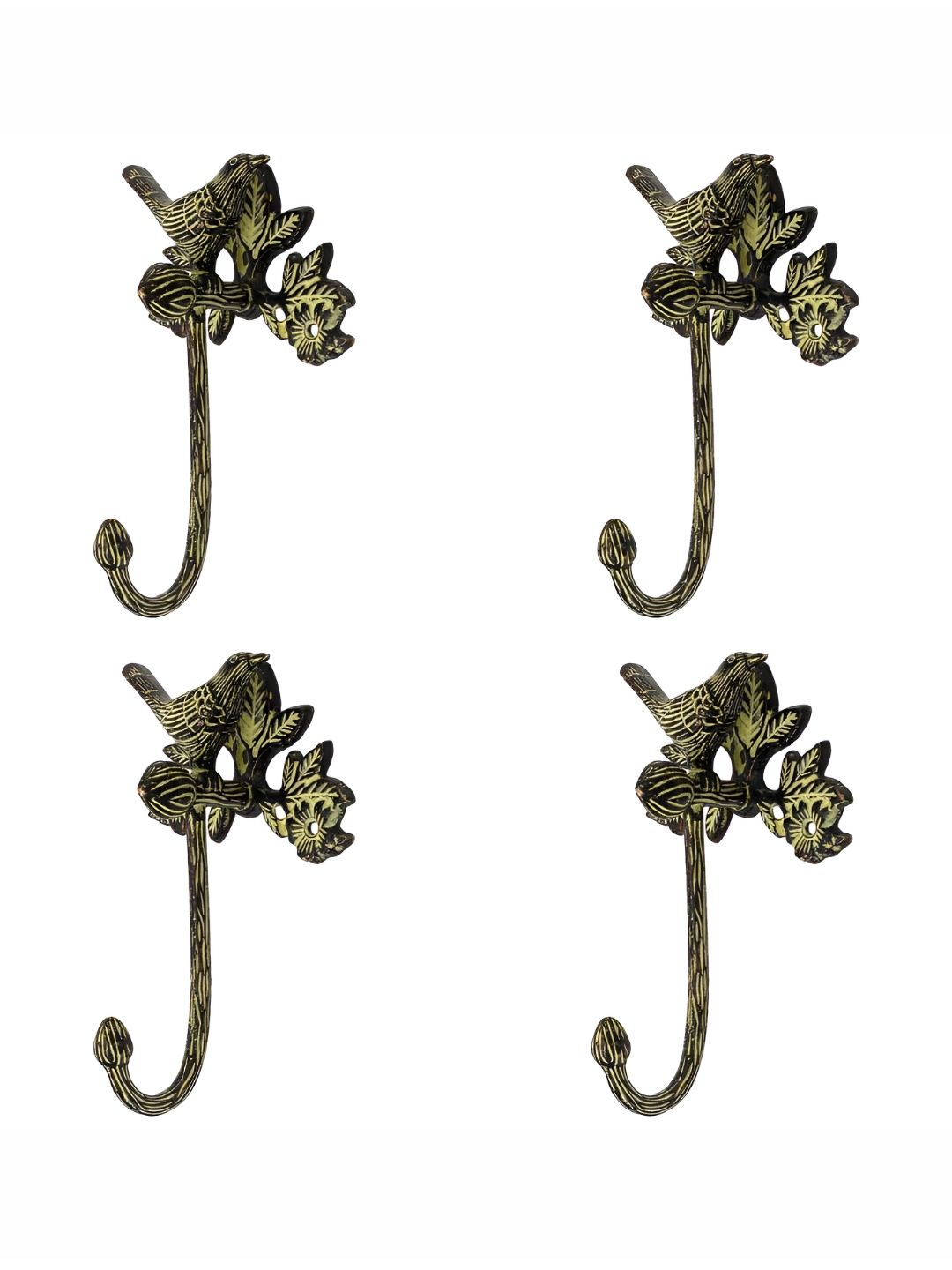 IndianShelf Bronze Toned 4 Pieces Brass Bird Wall Hooks Door Hanger-image-16