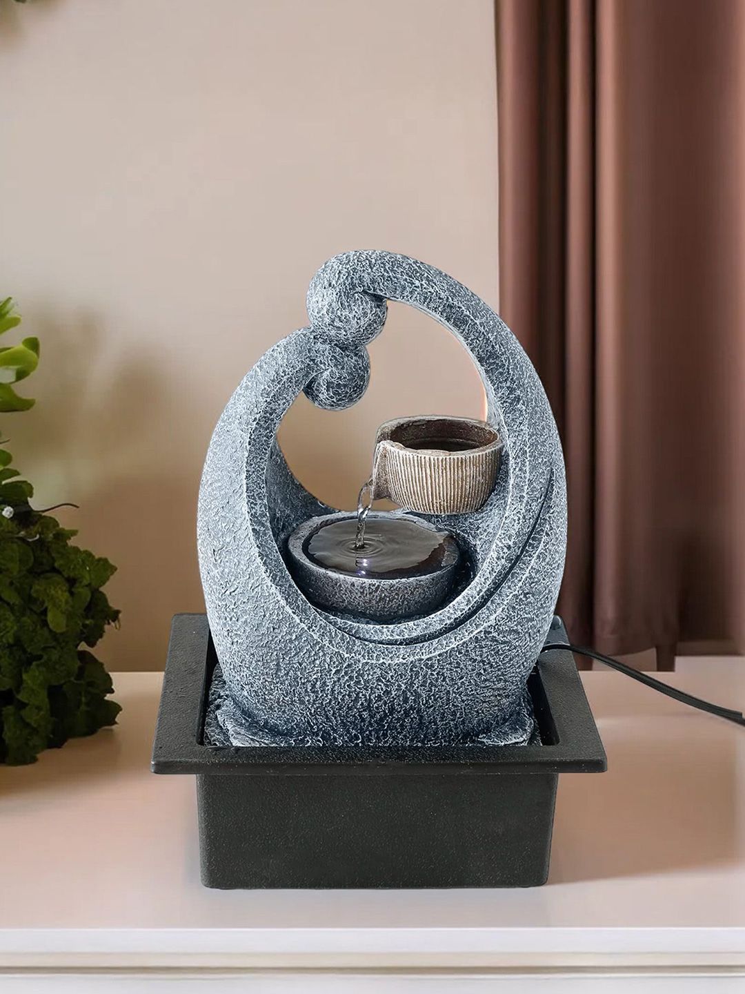 Ekhasa Grey & Black Textured Cascade Waterfall Fountain