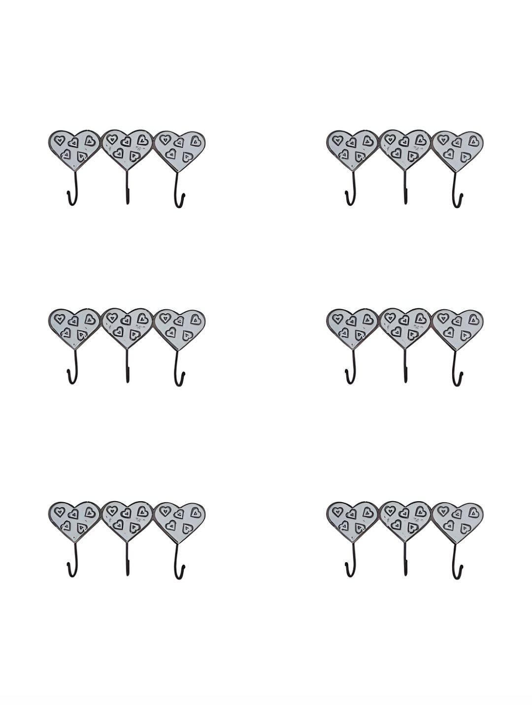 IndianShelf Grey & White 6 Pcs Hearts Ceramic Wall Hooks-picture-17