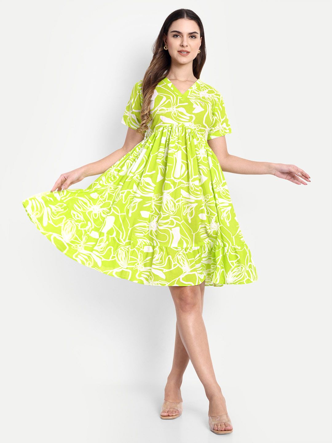 GAB Women Cotton Printed Fit and Flare Dress-picture-23