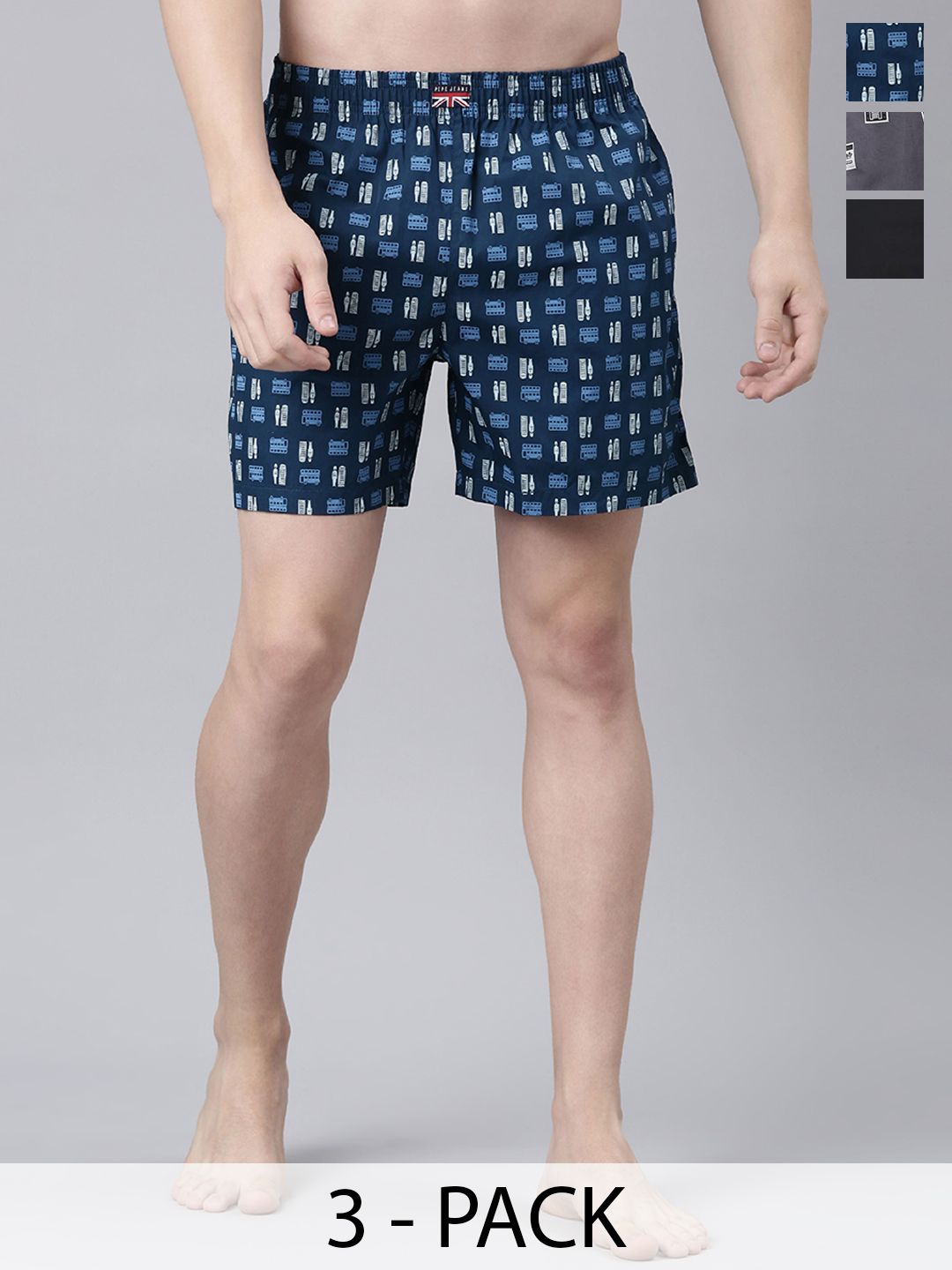 Pepe Jeans Men Pack Of 3 Printed Pure Cotton Boxers-image-11