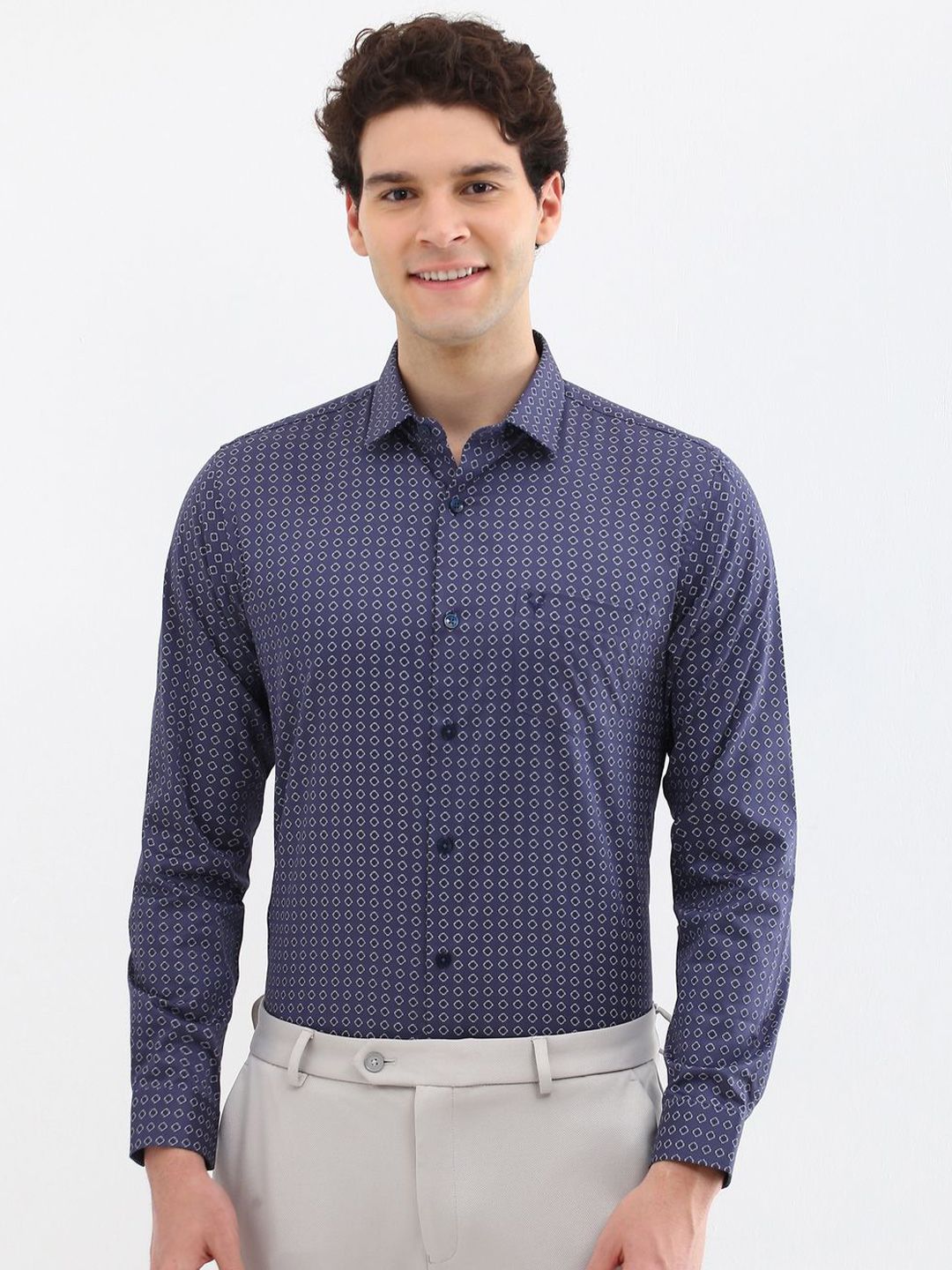 Allen Solly Men Spread Collar Geometric Printed Cotton Slim Fit Formal Shirt-image-38