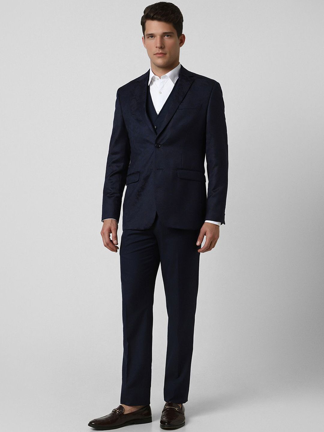 Peter England Elite Men Printed Slim-Fit Formal Three Piece Suit-picture-11