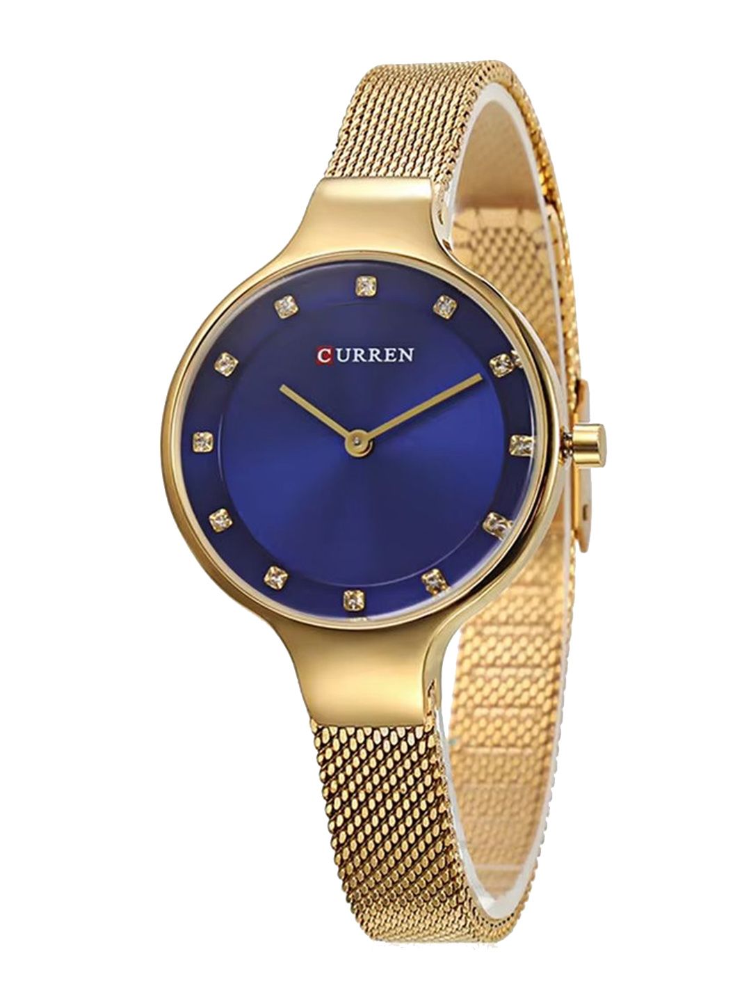 Curren Women Dial & Stainless Steel Wrap Around Straps Analogue Watch 9008-Gold-picture-18